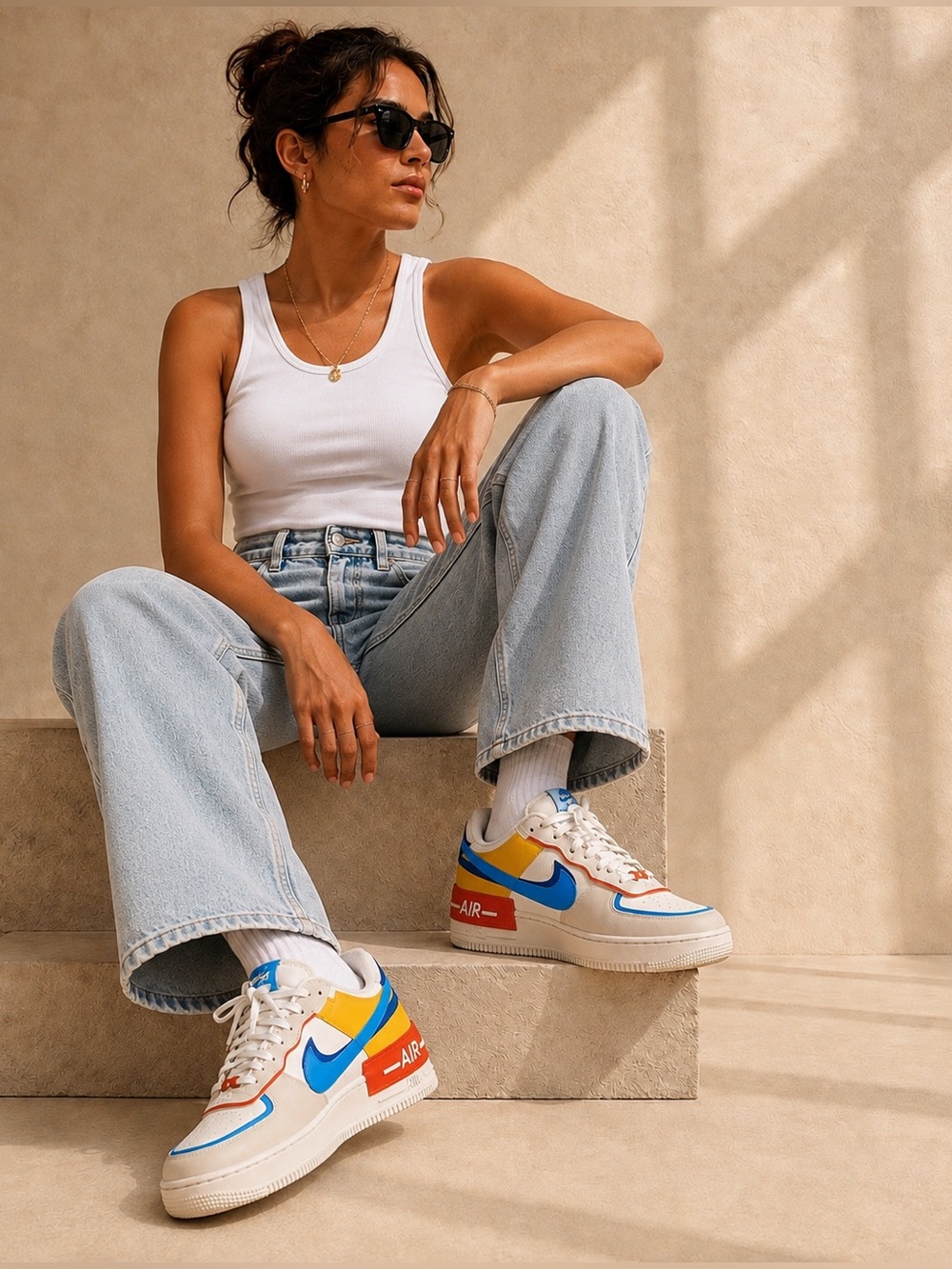 Nike Air Force 1 Shadow Sneakers US 12 Sail University Blue Yellow Orange - Picture 7 of 7